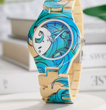 The investigated printed wooden wristwatch.